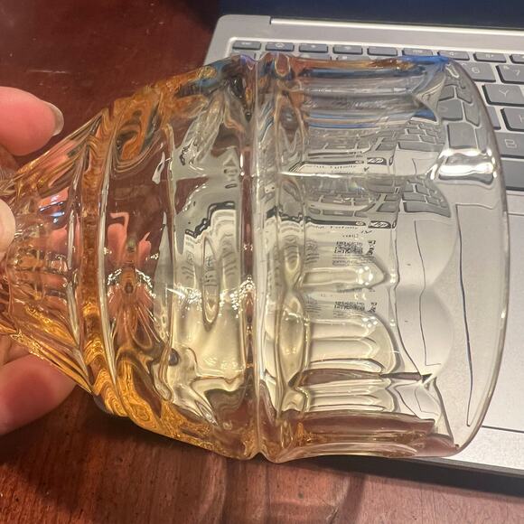 Vintage Yellow Glass Cup Goblet Retro Serveware Milk Glass Tinted Glass Serving - Picture 5 of 5